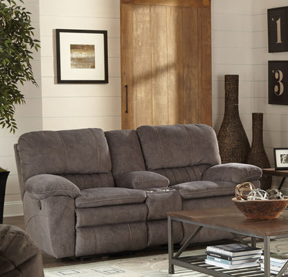 Reyes - Lay Flat Reclining Console Loveseat With Storage & Cupholders - Hornell Furniture Outlet