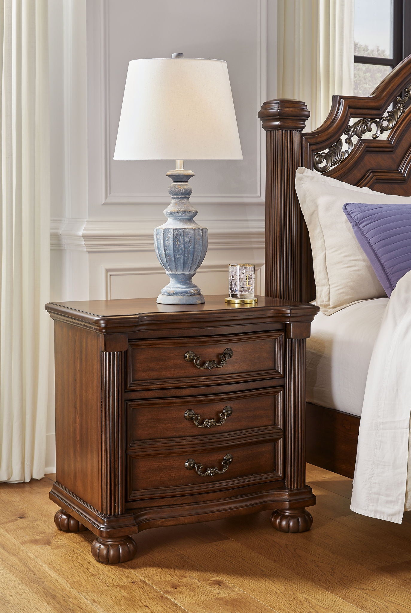 Lavinton - Brown - Three Drawer Night Stand - Hornell Furniture Outlet