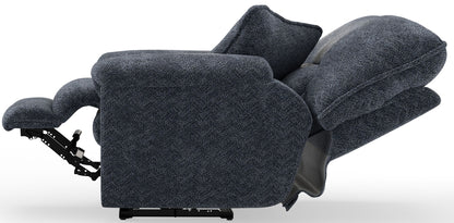 Paxon - Deep Seat Power Lay Flat Recliner With Power Adjustable Headrest - Smoke - Hornell Furniture Outlet