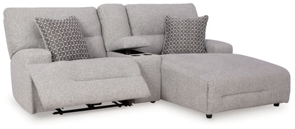 Acklen Place - 4 Pc. - 3 - Piece Power Reclining Sectional Sofa With Raf Chaise, Wide Seat Power Recliner - Pewter - Hornell Furniture Outlet