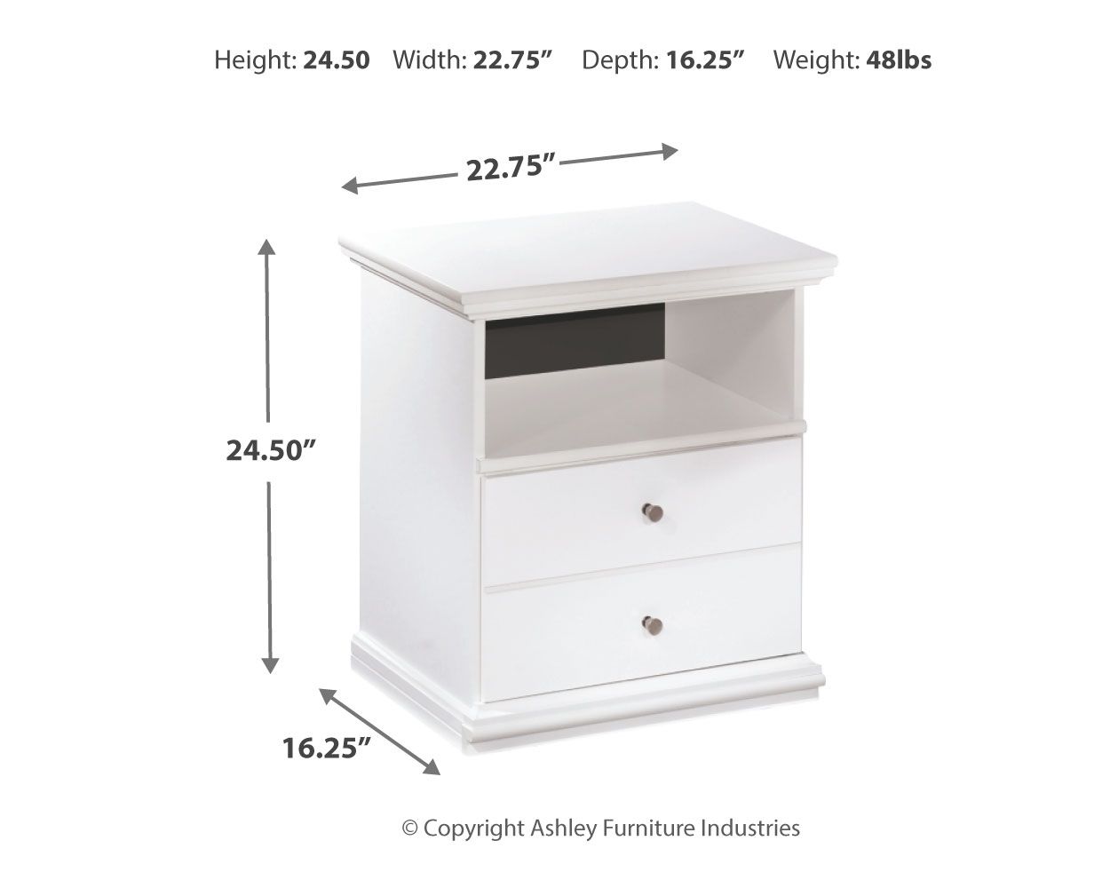 Bostwick Shoals - White - One Drawer Night Stand - Hornell Furniture Outlet