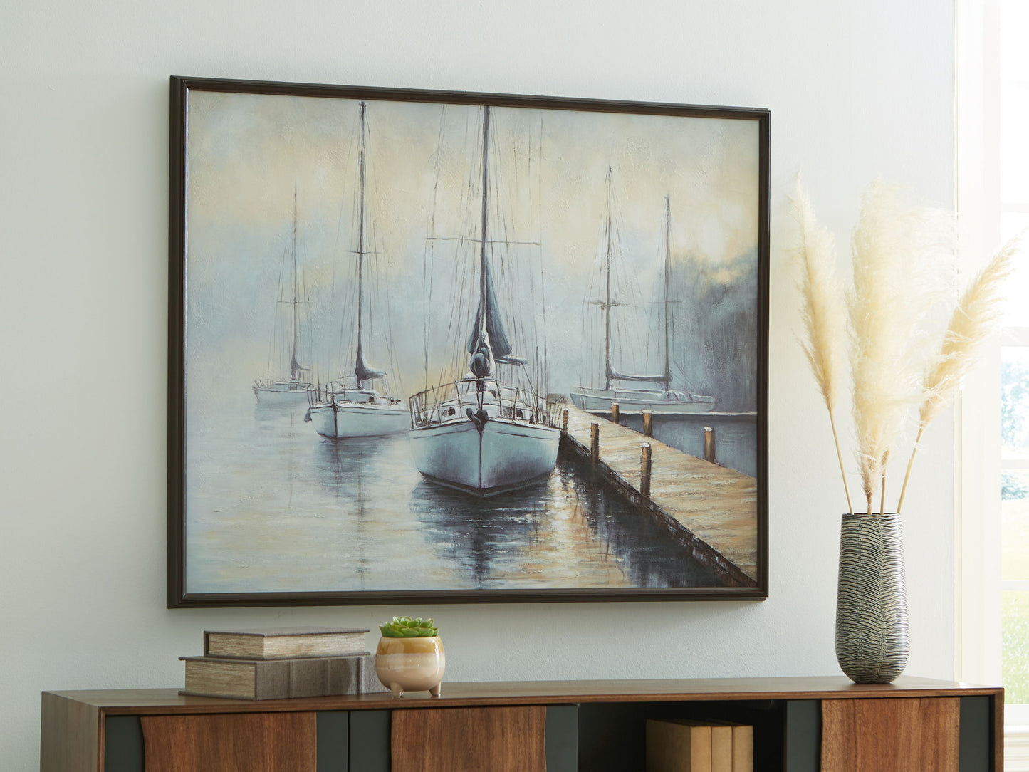 Worthney - Blue / White / Brown - Wall Art - Hornell Furniture Outlet