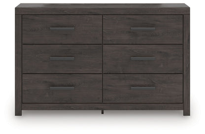 Prendonea - Six Drawer Dresser - Charcoal - Hornell Furniture Outlet
