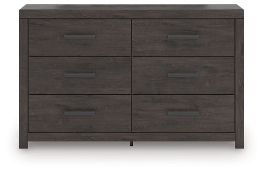 Prendonea - Six Drawer Dresser - Charcoal - Hornell Furniture Outlet