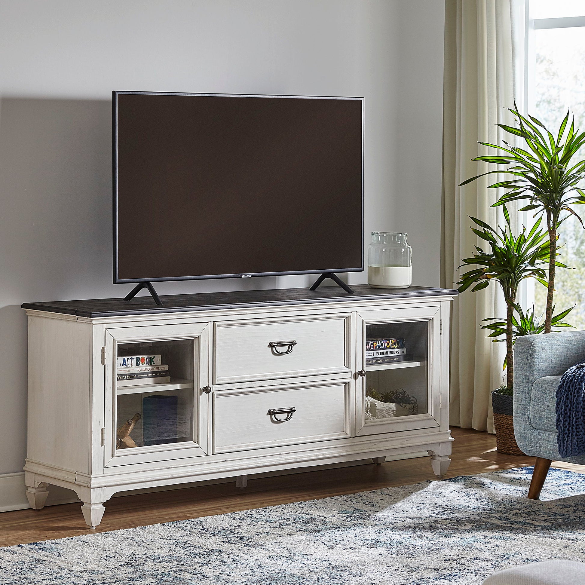 Allyson Park - Entertainment TV Stand - White - Hornell Furniture Outlet