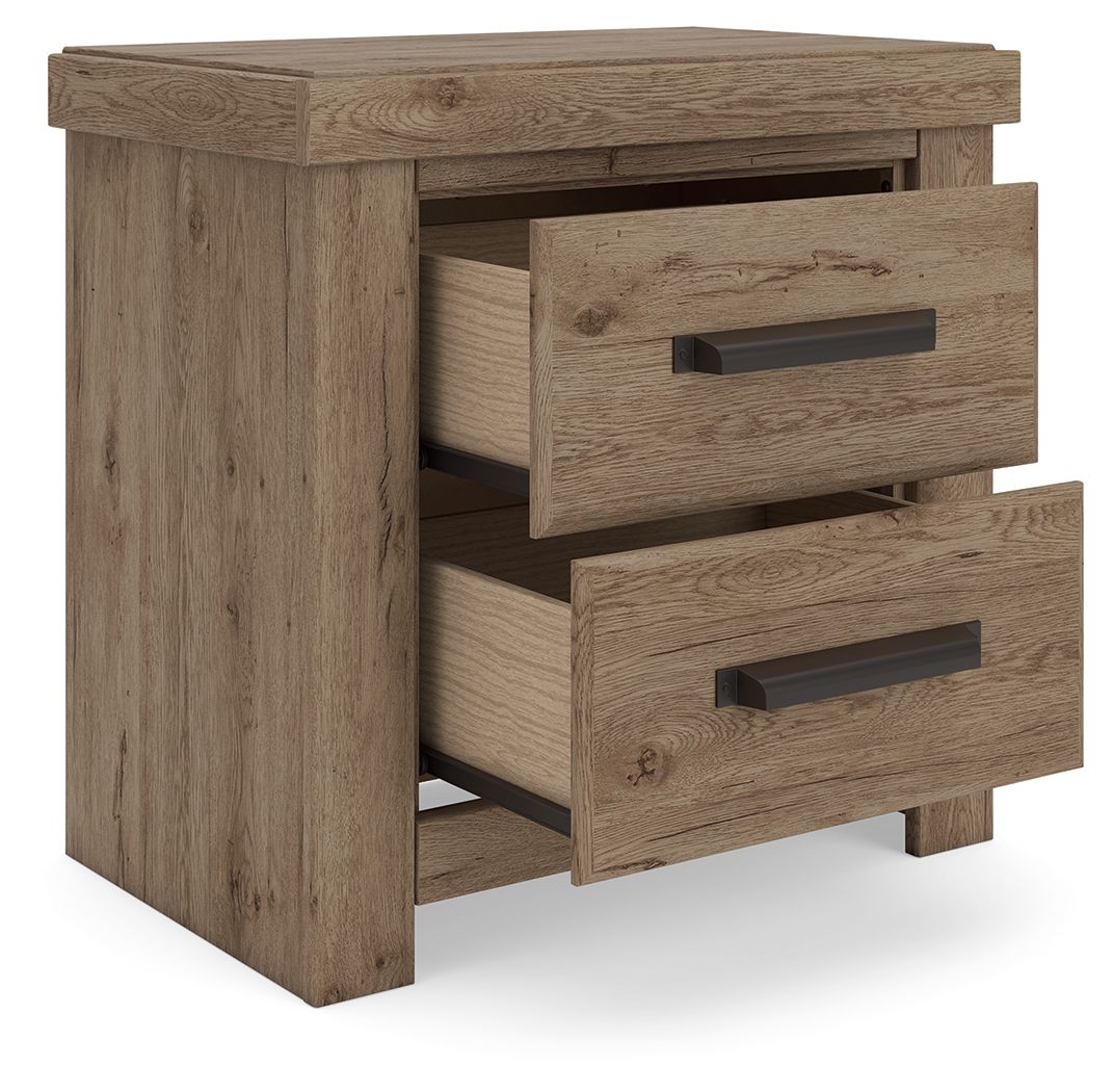 Oliandon - Two Drawer Night Stand - Light Brown - Hornell Furniture Outlet