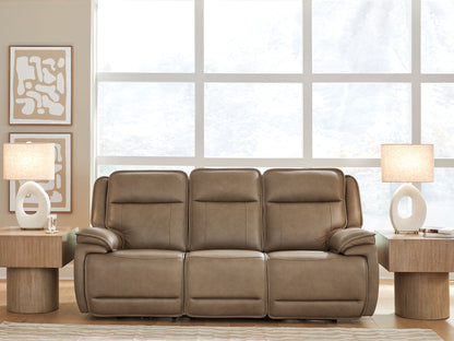 Glencroft - Power Reclining Sofa With Adjustable Headrest - Sahara - Hornell Furniture Outlet