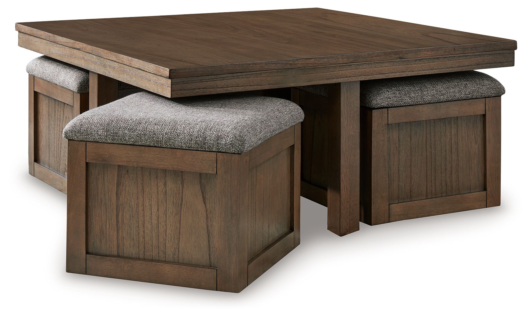 Boardernest - Brown - Cocktail Table With 4 Stools (Set of 5) - Hornell Furniture Outlet