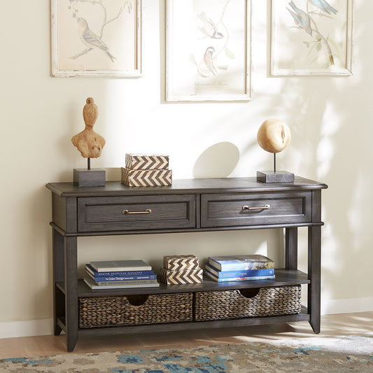 Mill Creek - 2 Drawer Sofa Table - Dark Brown - Hornell Furniture Outlet