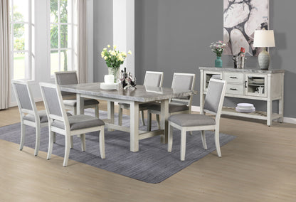 Canova - Gray Marble Top Dining - White - Hornell Furniture Outlet