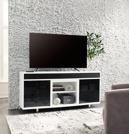 Gardoni - White / Black - XL TV Stand With Fireplace Option - Hornell Furniture Outlet