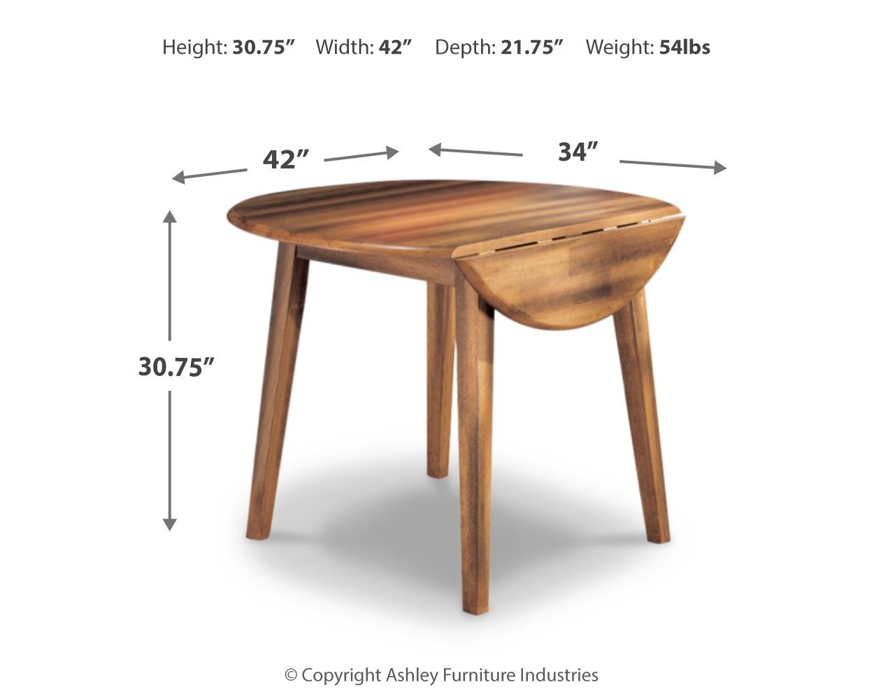 Berringer - Rustic Brown - Round DRM Drop Leaf Table - Hornell Furniture Outlet