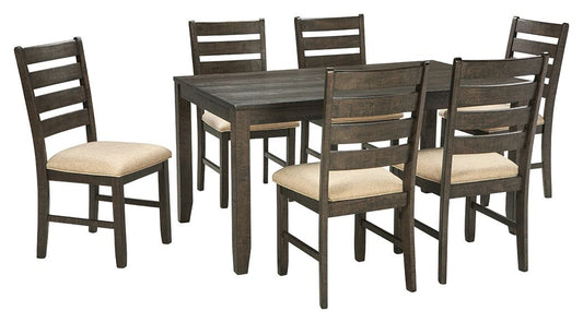 Rokane - Brown - Dining Room Table Set (Set of 7) - Hornell Furniture Outlet