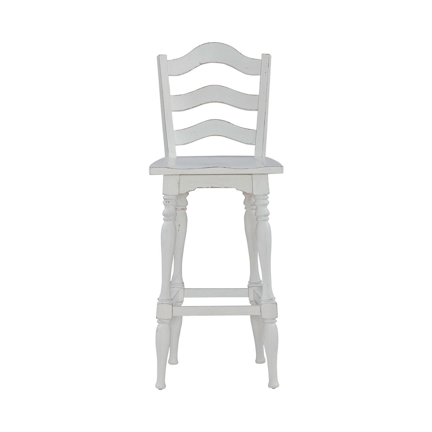 Magnolia Manor - Ladderback Swivel Bar Stool - White - Hornell Furniture Outlet