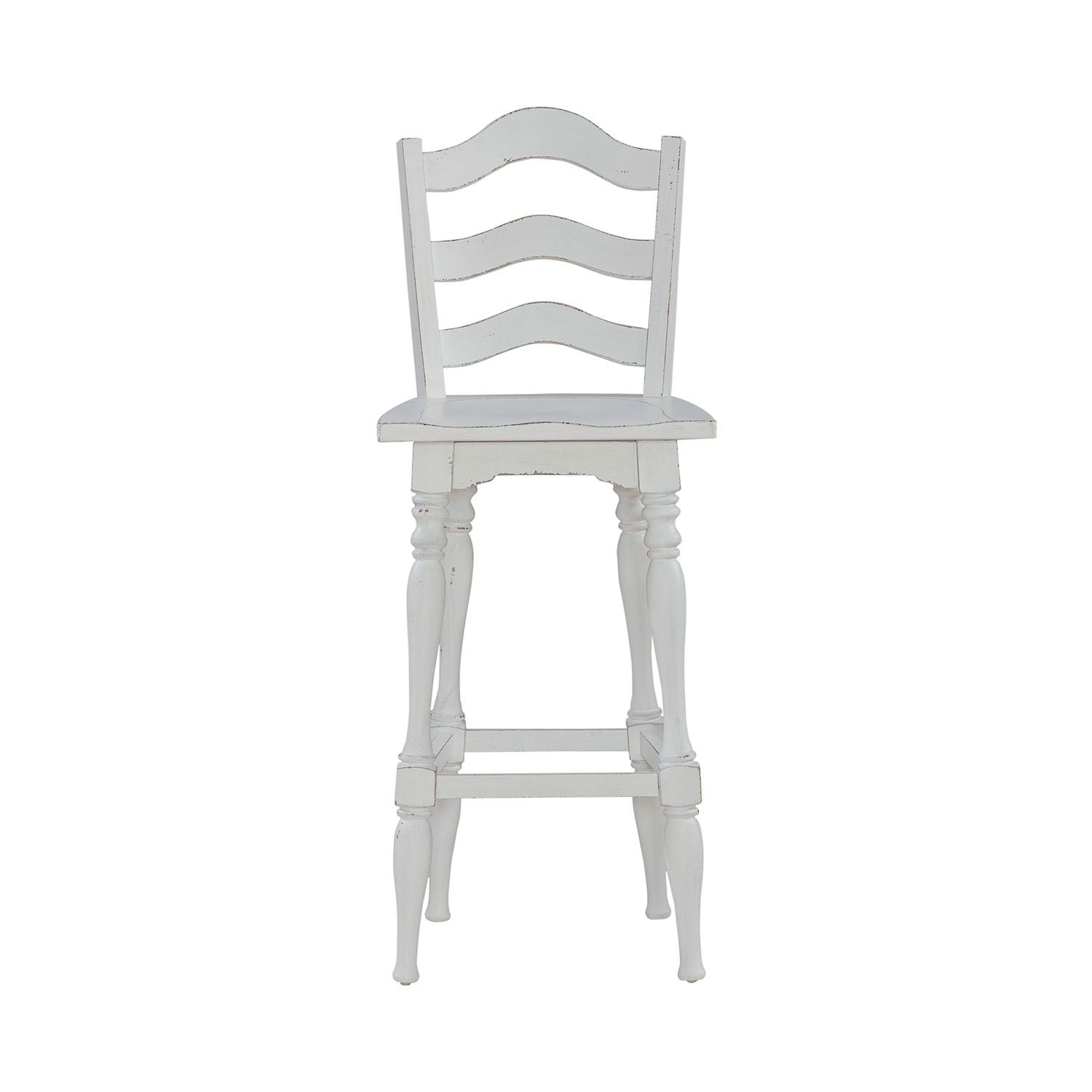 Magnolia Manor - Ladderback Swivel Bar Stool - White - Hornell Furniture Outlet