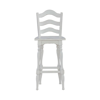 Magnolia Manor - Ladderback Swivel Bar Stool - White - Hornell Furniture Outlet