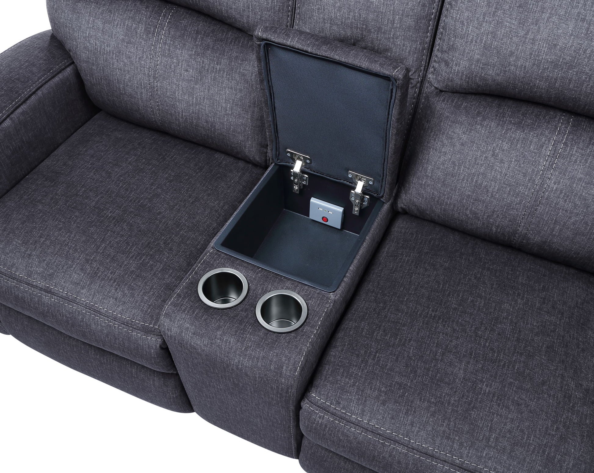 Lovell - Power Console Loveseat - Dark Gray - Hornell Furniture Outlet