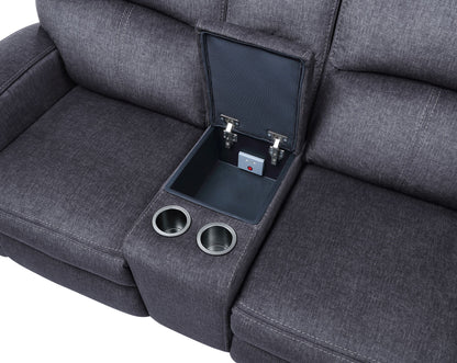 Lovell - Power Console Loveseat - Dark Gray - Hornell Furniture Outlet