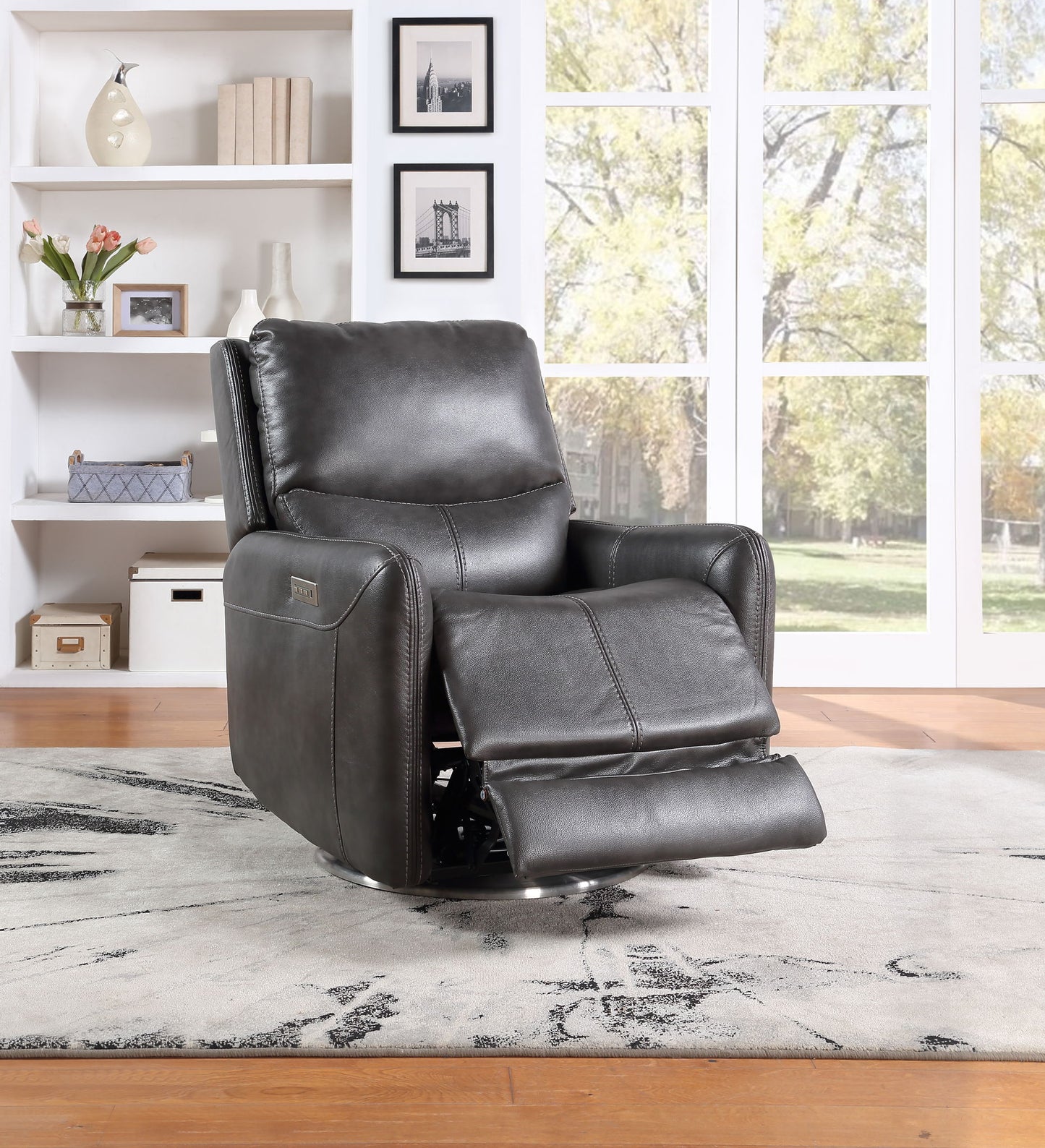 Athens - 360 Swivel Triple - Power Chair - Black - Hornell Furniture Outlet