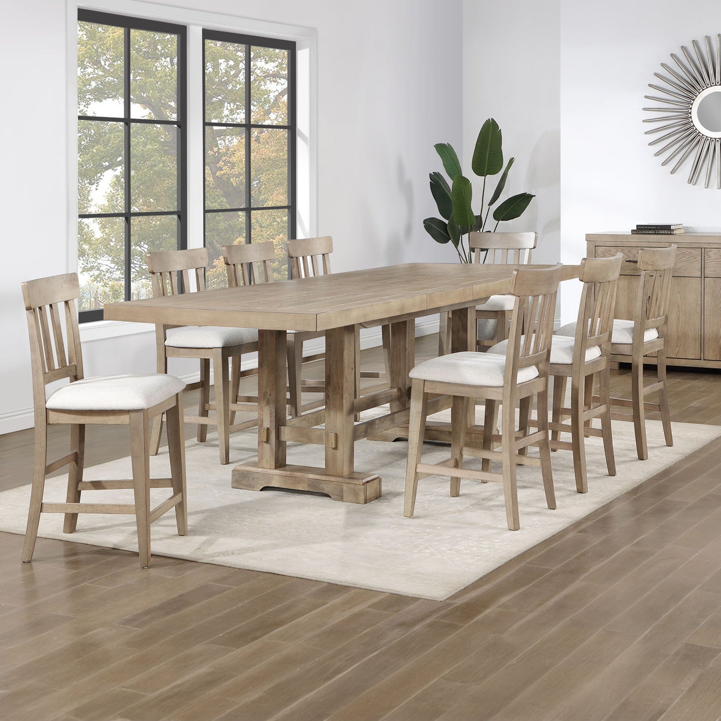 Napa - 9 Piece Counter Set - Sand Brown - Hornell Furniture Outlet