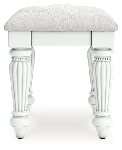 Kozlani - Vanity Upholstered Stool - White - Hornell Furniture Outlet