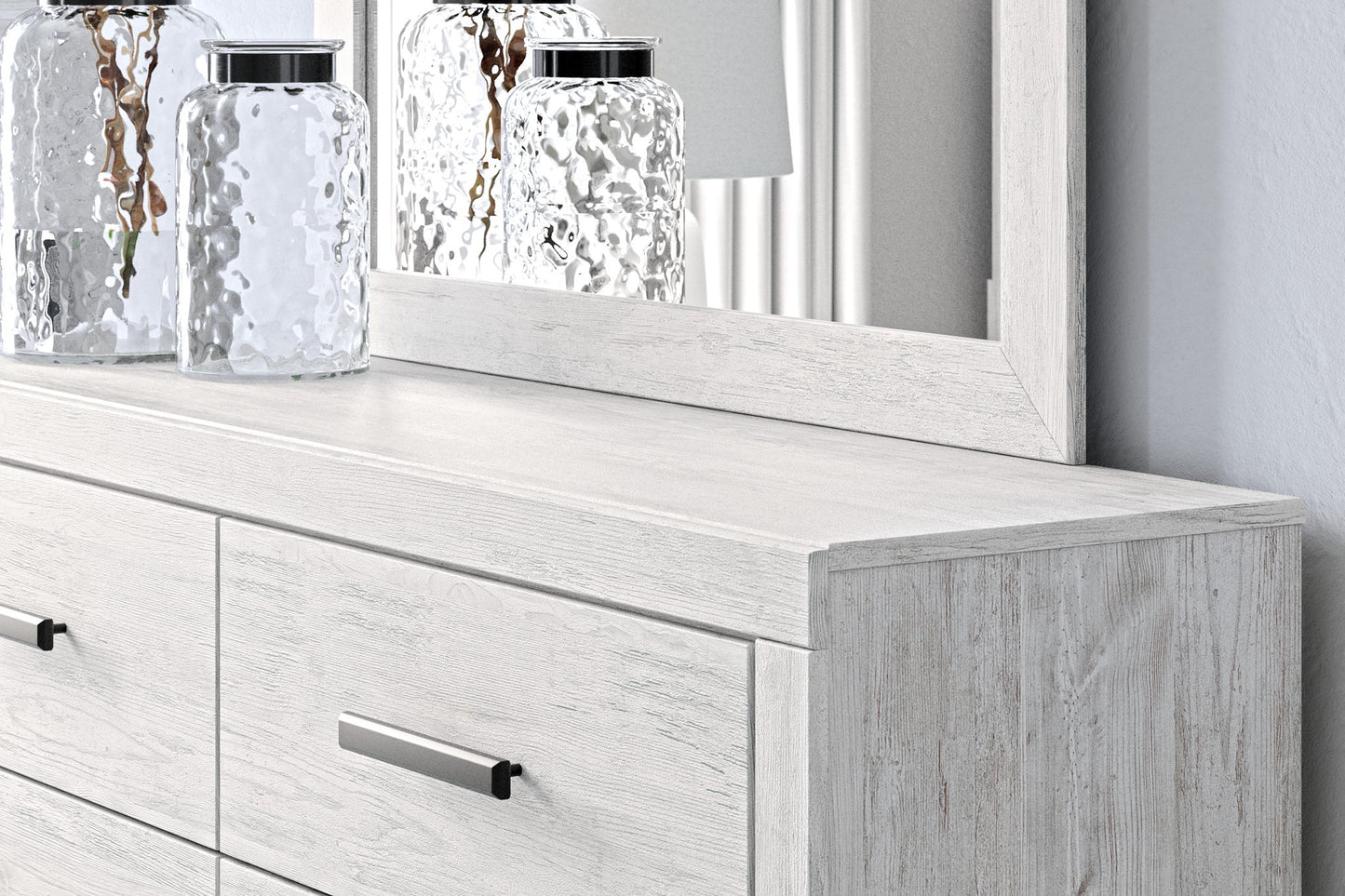 Cayboni - Dresser And Mirror - Whitewash - Hornell Furniture Outlet