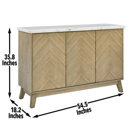 Vida - White Marble Top Server - Dark Brown - Hornell Furniture Outlet
