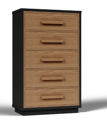 Kozmour - Five Drawer Chest - Black / Brown - Hornell Furniture Outlet