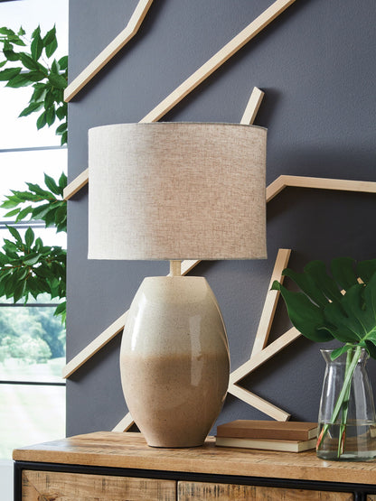 Linas - Cream / Beige - Metal Table Lamp - Hornell Furniture Outlet
