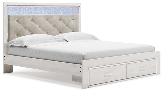 Altyra - White - King Upholstered Storage Bed - Hornell Furniture Outlet