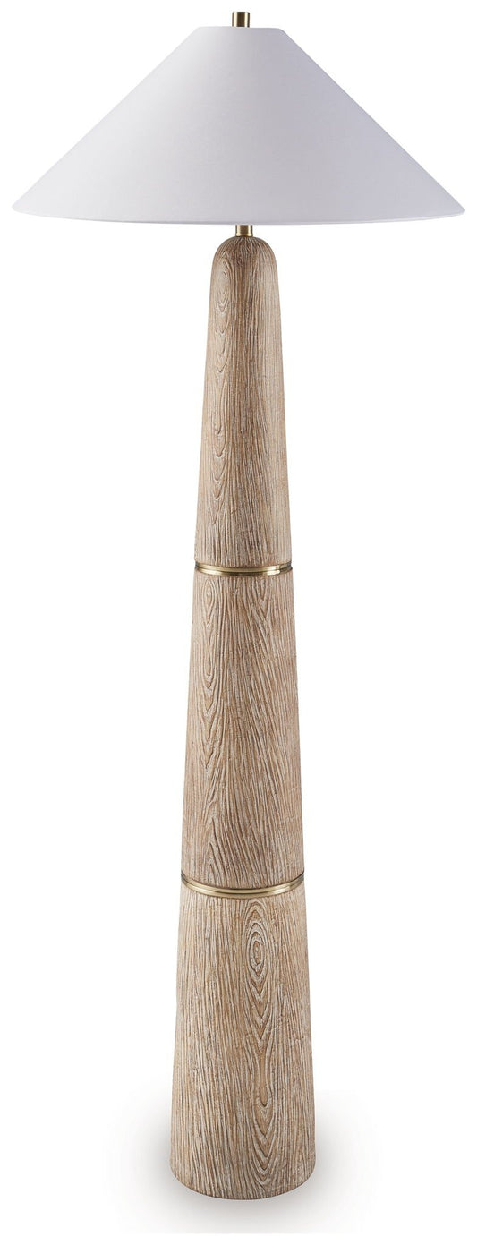 Gasparleigh - Poly Floor Lamp - Brown / Gold Finish - Hornell Furniture Outlet