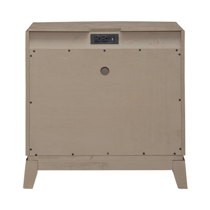 Avalon - Nightstand With Charging Station - Burnished Beige - Hornell Furniture Outlet