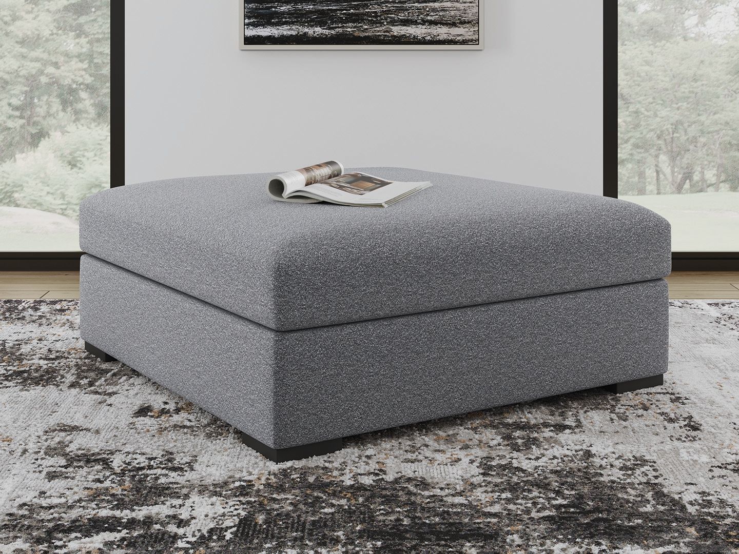 Bealton - Oversized Accent Ottoman - Salt And Pepper - Hornell Furniture Outlet