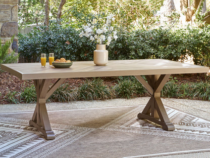 Laguna Heights - Rectangular Dining Table With Umbrella Option - Beige - Hornell Furniture Outlet