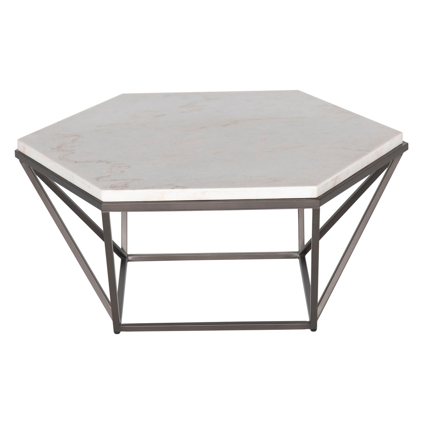 Corvus - White Marble Top Hexagon - White - Hornell Furniture Outlet