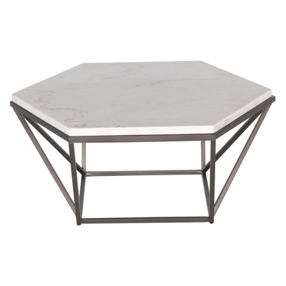 Corvus - White Marble Top Hexagon - White - Hornell Furniture Outlet