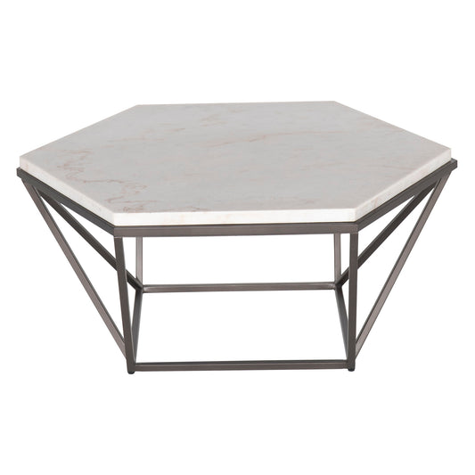 Corvus - White Marble Top Hexagon - White - Hornell Furniture Outlet