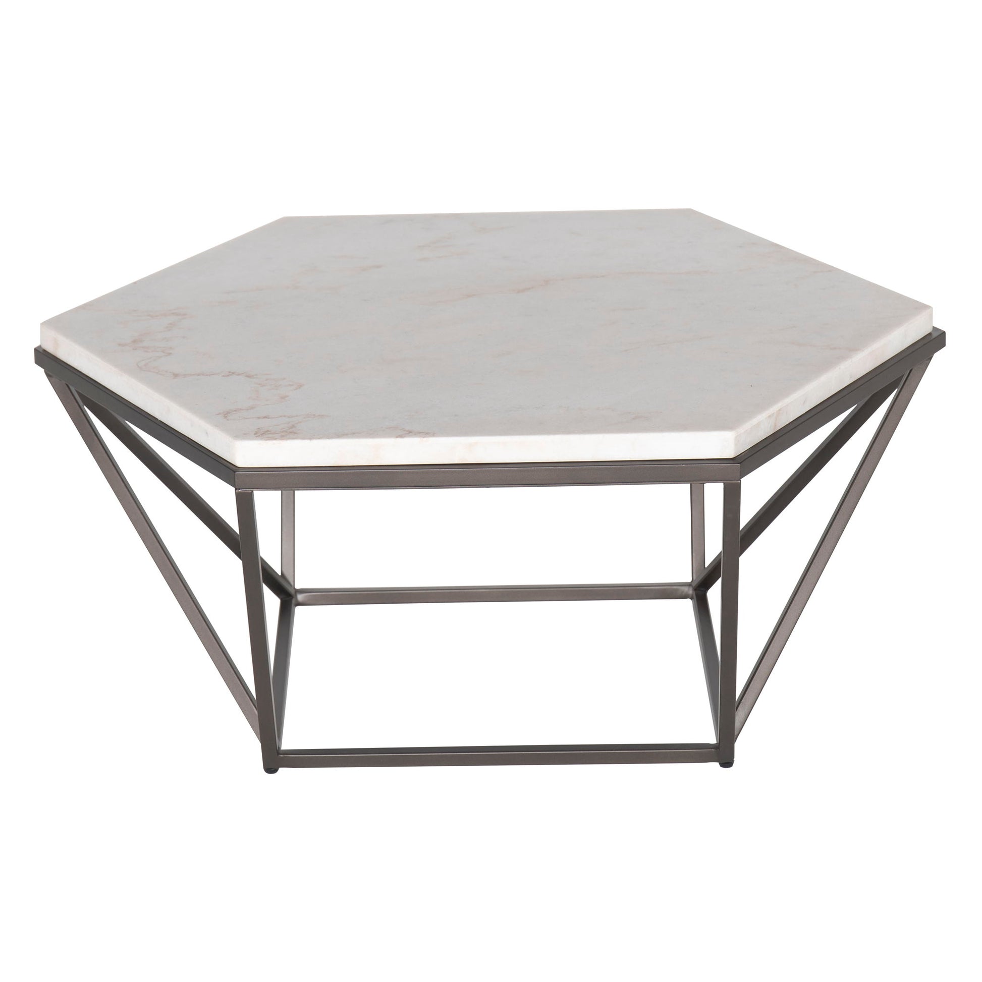 Corvus - 3 Piece Table Set - White Marble Hexagon - Hornell Furniture Outlet