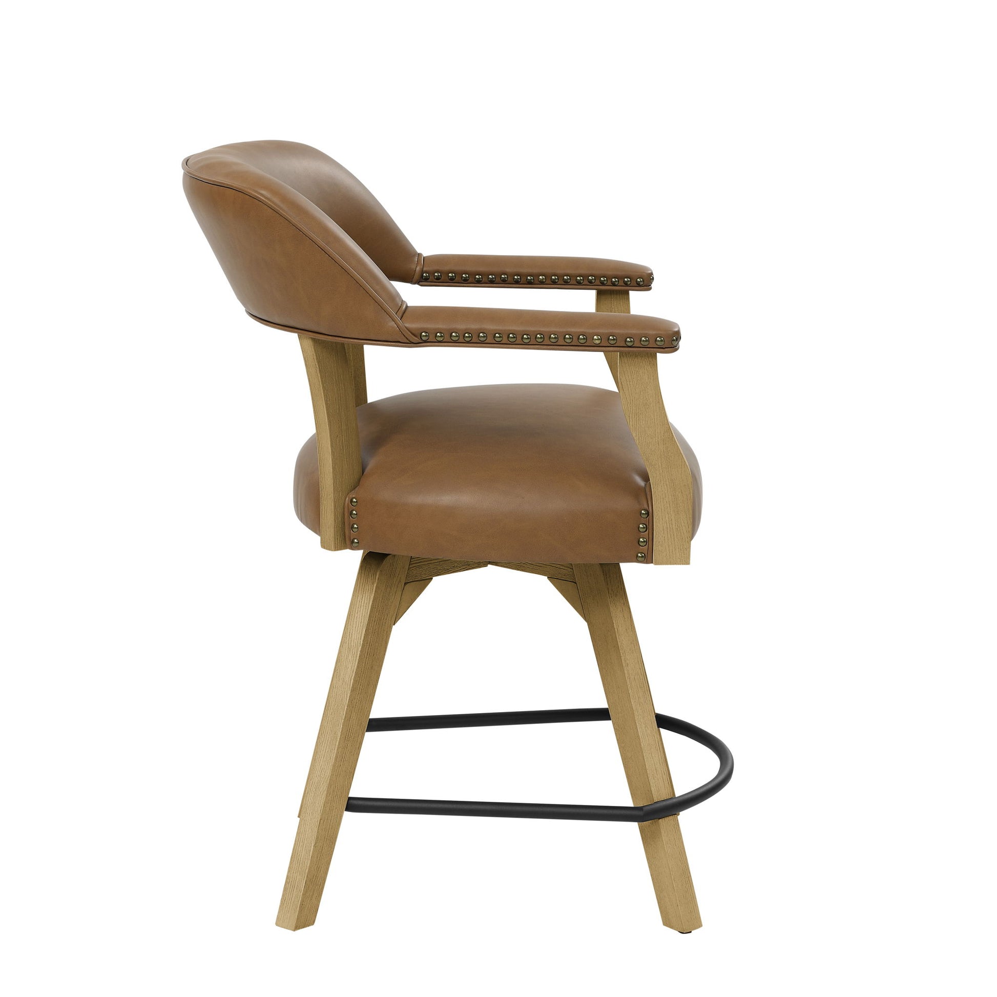 Rylie - Swivel Vegan Leather Counter Chair - Camel - Hornell Furniture Outlet