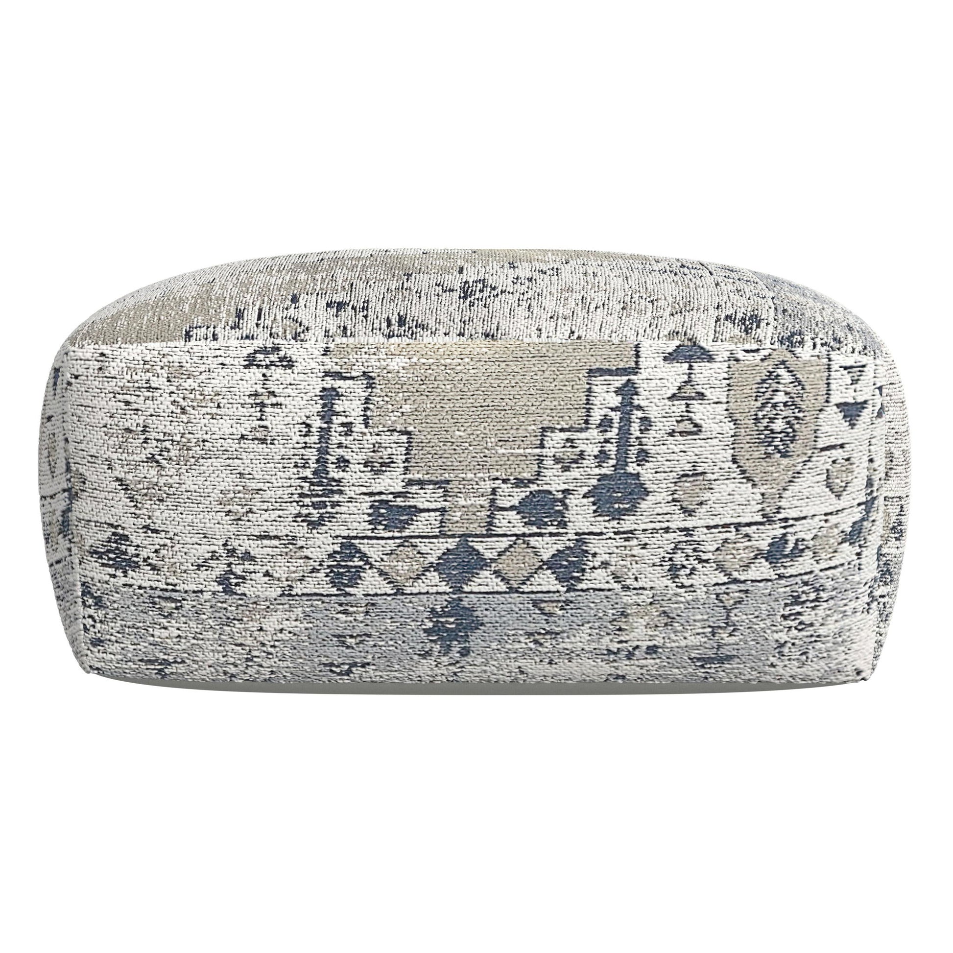 Kira - Jacquard Woven Pouf - Green - Hornell Furniture Outlet