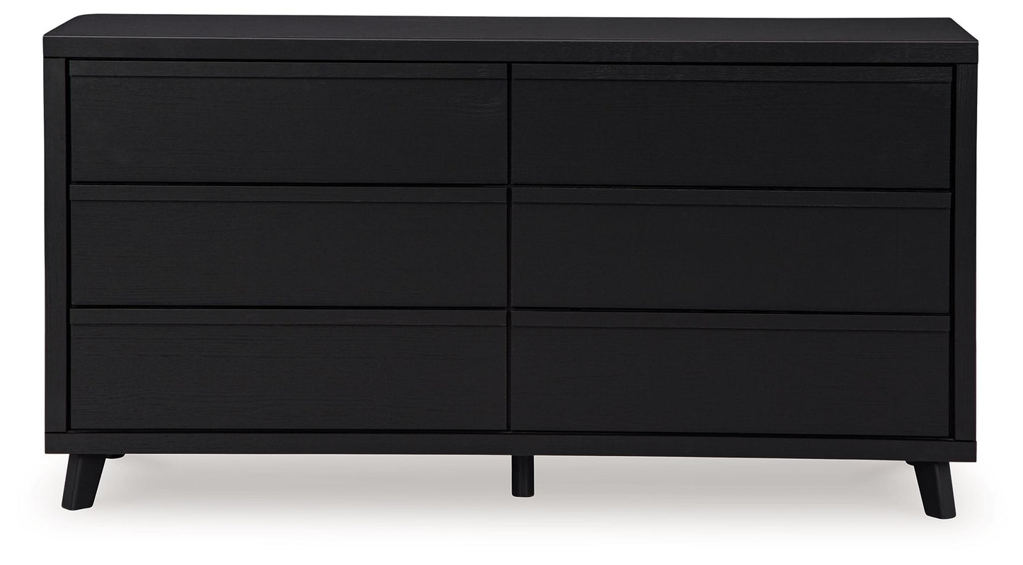 Danziar - Black - Six Drawer Dresser - Hornell Furniture Outlet
