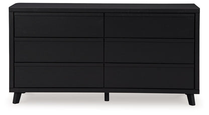 Danziar - Black - Six Drawer Dresser - Hornell Furniture Outlet