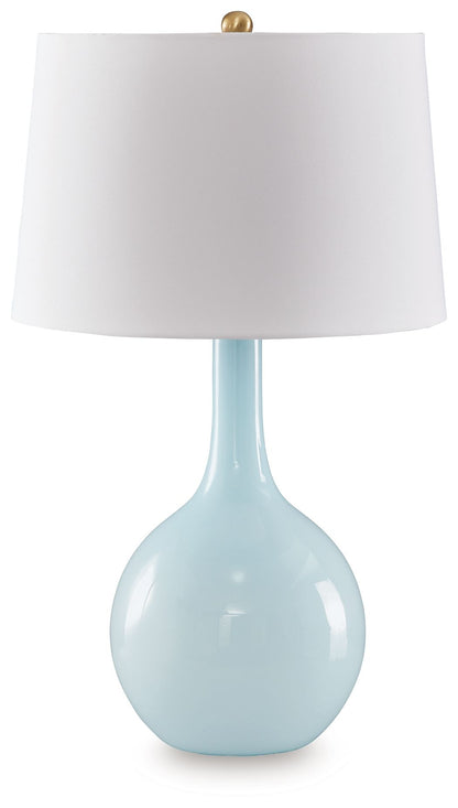 Rylanton - Aqua - Glass Table Lamp - Hornell Furniture Outlet