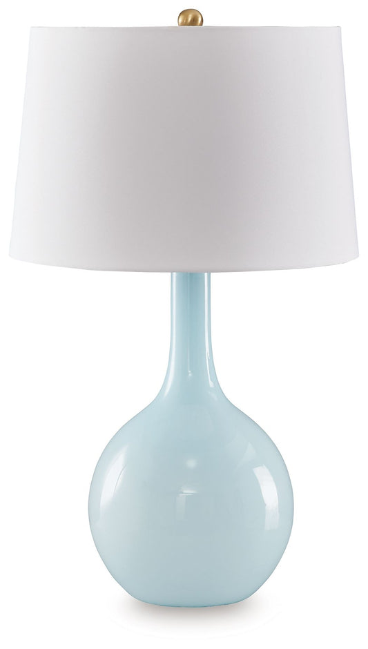 Rylanton - Aqua - Glass Table Lamp - Hornell Furniture Outlet