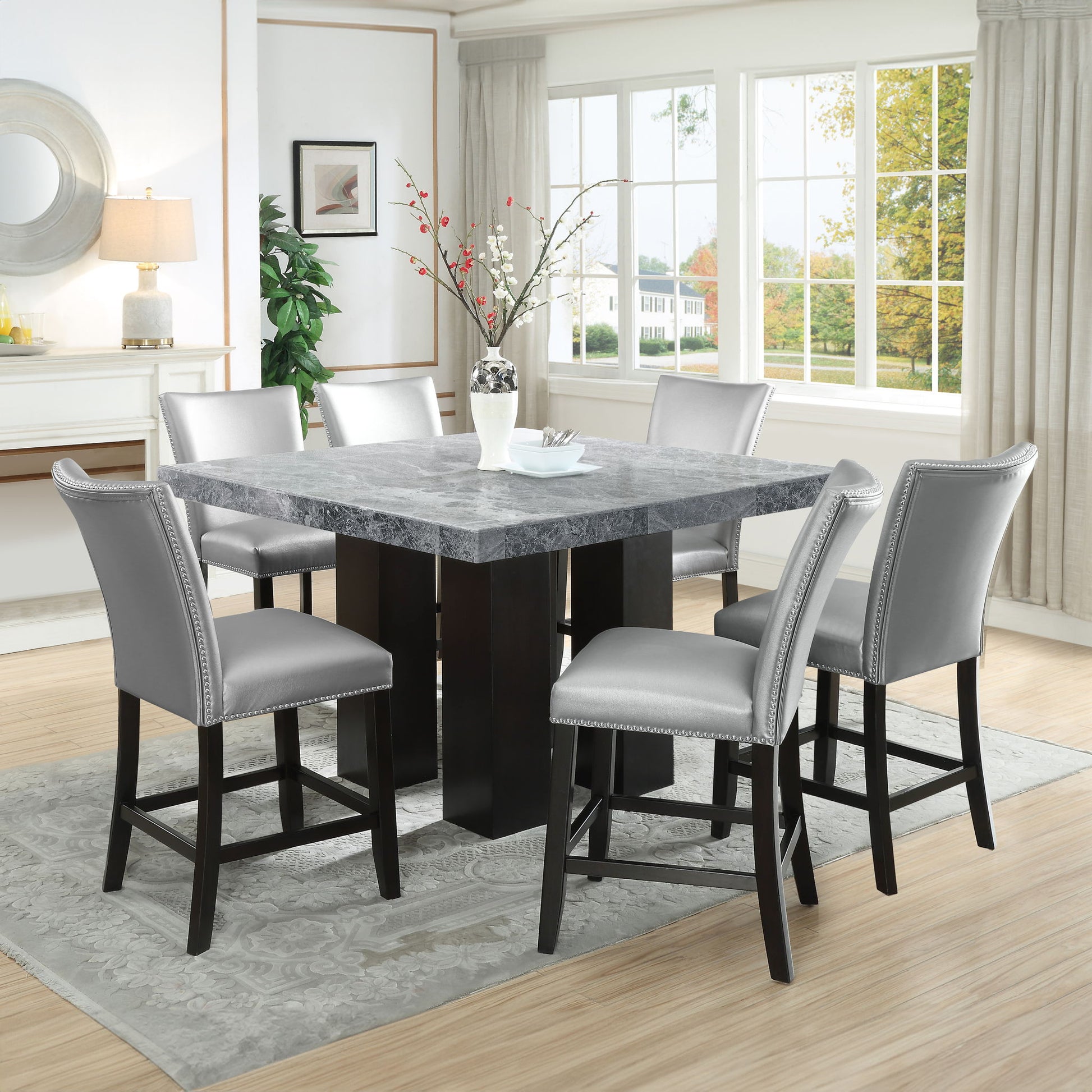 Camila - Square Counter Dining Set - Gray Top - Hornell Furniture Outlet