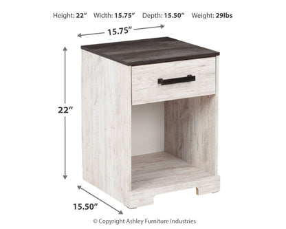 Shawburn - Whitewash / Charcoal Gray - One Drawer Night Stand - Hornell Furniture Outlet