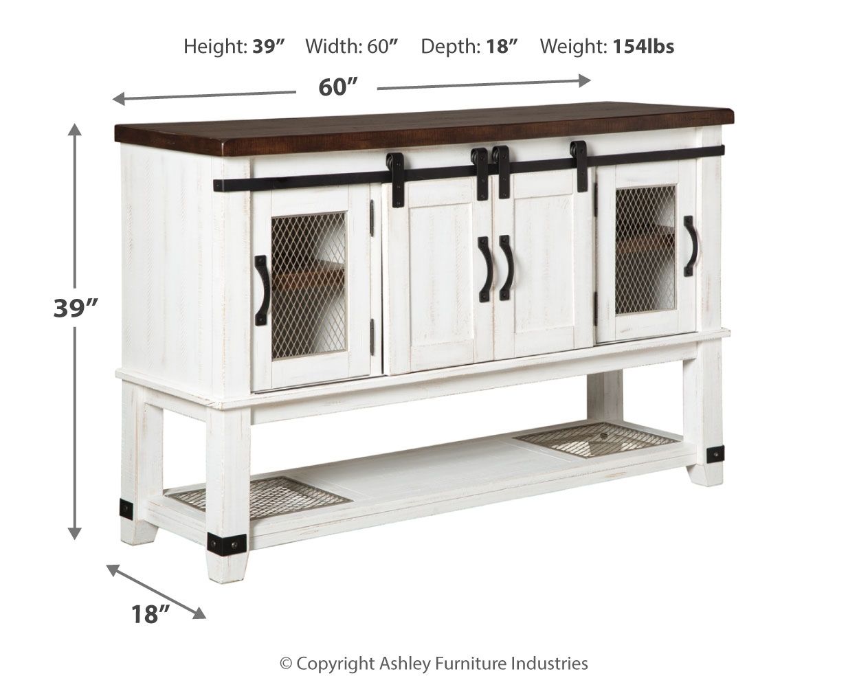 Valebeck - White / Brown - Dining Room Server - Hornell Furniture Outlet
