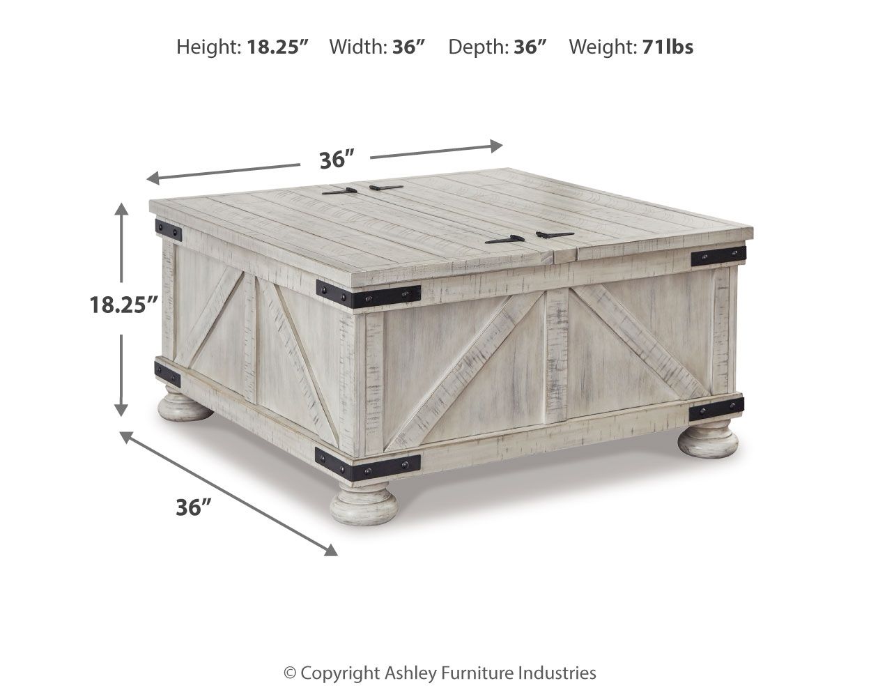 Carynhurst - Cocktail Table with Storage - Whitewash - Hornell Furniture Outlet