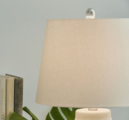 Afener - Blue / Beige - Ceramic Table Lamp (Set of 2) - Hornell Furniture Outlet