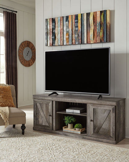 Wynnlow - Gray - TV Stand With Faux Firebrick Fireplace Insert - Hornell Furniture Outlet